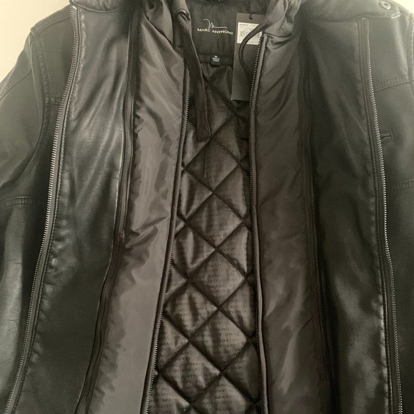 NWT Marc Anthony Leather Jacket with Detachable Hood Size M - Picture 5 of 15